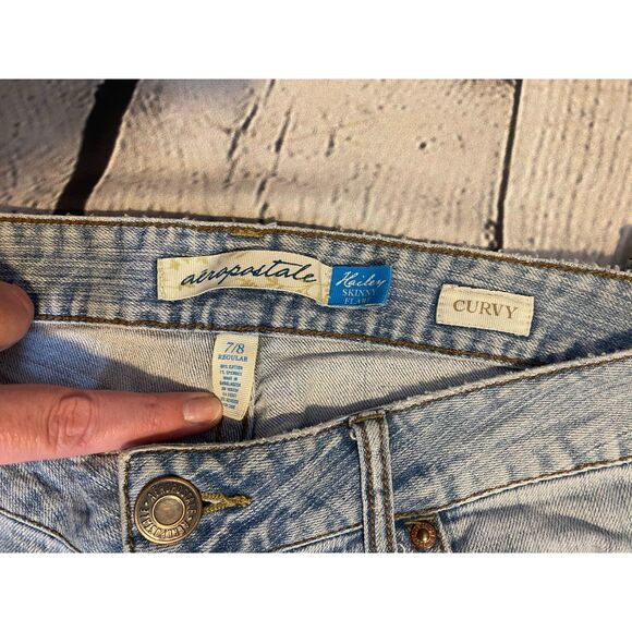 Aeropostale Hailey Skinny Flare Curvy Jeans Size 7/8 Regular Light Wash - Picture 6 of 8